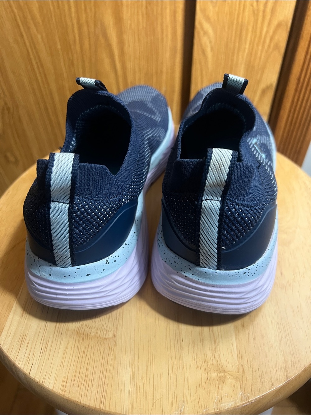 Avia Women's Slip-On Knit Athletic Sneakers in Navy and Light Blue - Picture 3 of 7